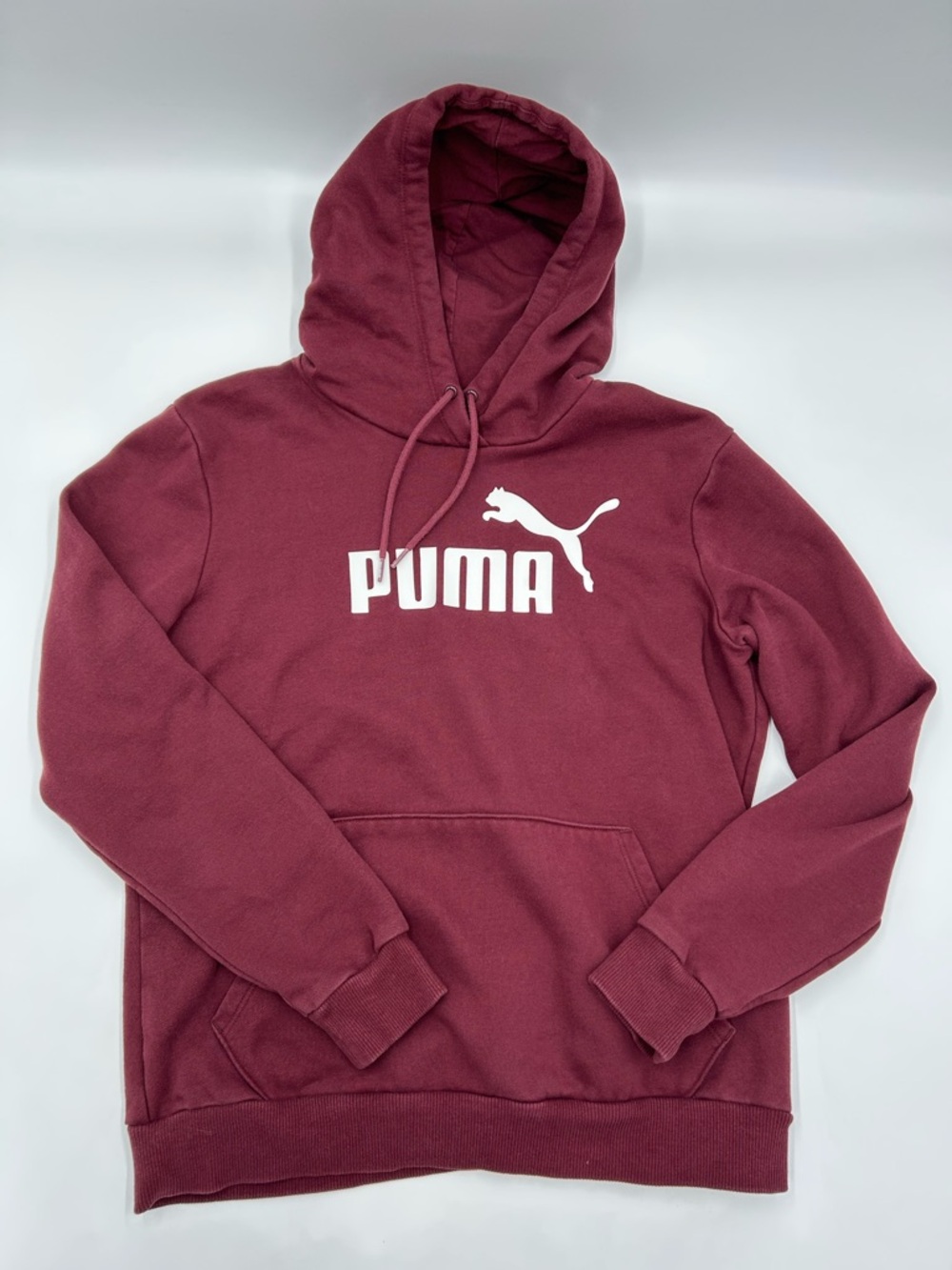 Puma Men's Burgundy Pullover Hoodie with White Logo M